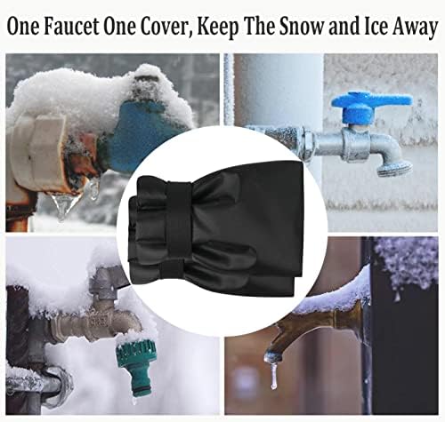 Outdoor Faucet Covers for Winter Freeze Protection, Upgraded Thicken 8.5" H x 6.1" W Outside Garden Faucet Socks for Winter Waterproof Reusable Hose Bibs Insulated Spigot Cover, 4 Pack Black - Image 2