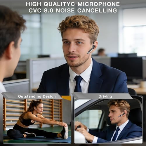Bluetooth Headset,100Hrs Bluetooth 6.1 Earpiece, HD Audio, Mute Button - Image 2