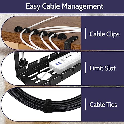 Shikha Cable Management Under Desk, 15.7"-31" Retractable Cable Management Tray, No Drilling Cord Organizer with Clamp for Desk, Under Table Wire Management Tray for Home Office - Image 6