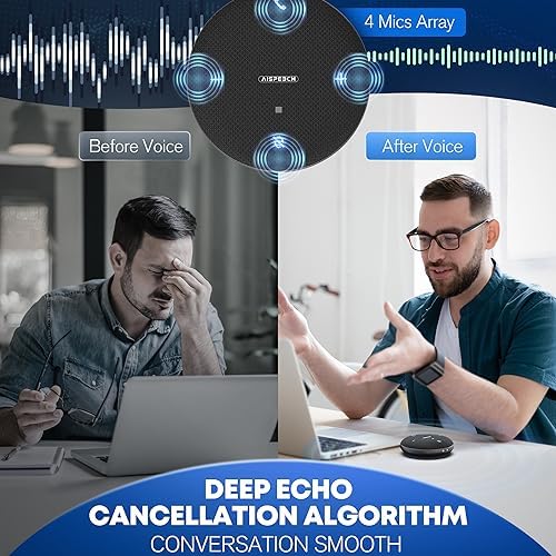 Conference Call Speaker and Microphone for Teams, Zoom, Home Office, Black - Image 4