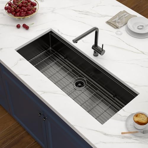 45x19 Black Undemrount Workstation Kitchen Sink with Mixng Bowl - Image 4