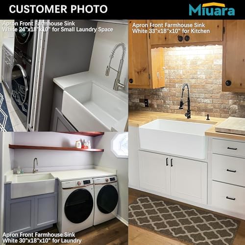 Miuara Farmhouse Sink 24 x 18 Inch White Fireclay Apron Front Kitchen Sink - Image 5