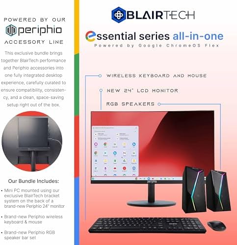 BlairTech Google ChromeOS Flex All-in-One Desktop PC with 24" Monitor | Intel Core i5 | 8 GB RAM, 128GB SSD, RGB Speakers, Wireless Keyboard & Mouse, WiFi & Bluetooth (Renewed) - Image 3
