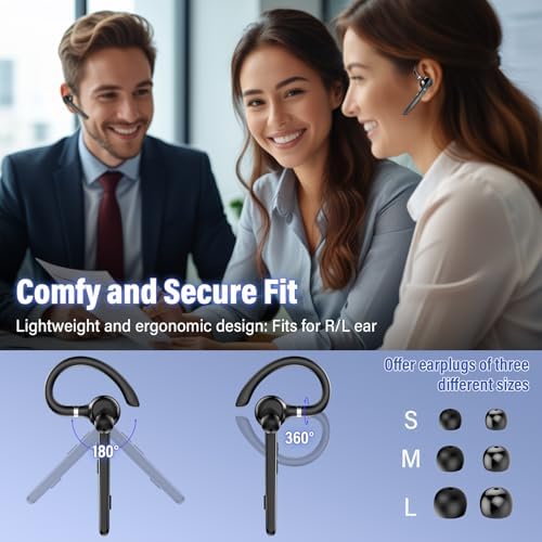 Bluetooth Headset, 90Hrs Bluetooth 5.3 Earpiece, APTX HD Audio, Mute Button - Image 7
