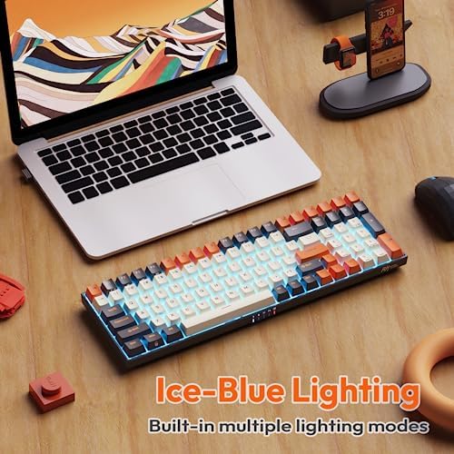RK ROYAL KLUDGE RK100 Wireless Mechanical Keyboard RGB Backlit Bluetooth5.1/2.4G/Wired 96% Full Size 100-Key Hot Swappable Gaming Keyboard Blue Switch Carbon - Image 7