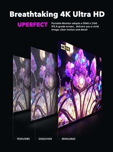UPERFECT 17.3'' 4K Portable Monitor QLED, 600 Nits 150% sRGB 3840*2160 UHD - Image 2