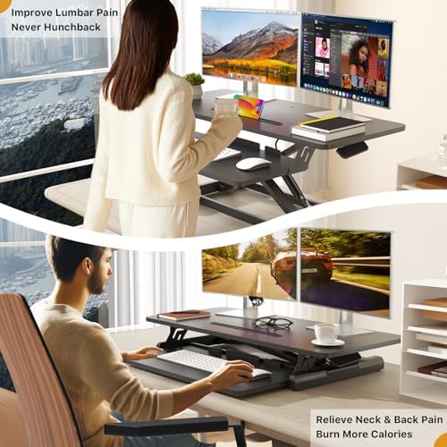 JOY worker Standing Desk Converter, 35" Height Adjustable Sit Stand Riser - Image 5