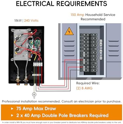 18kW Electric Tankless Water Heater 240V ETL Certified WiFi - Image 2