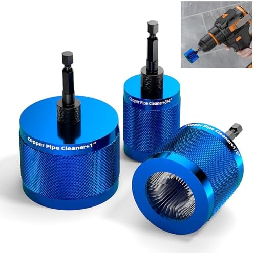 BURMONG Copper Pipe Cleaner Drill 3 Pcs Set (1/2" 3/4" 1") - Metal Tube Cleaning Brushes for Power - Professional Plumbing Tools for Copper Pipes & Tubes - Heavy-Duty Drill Attachment for Plumbers by BURMONG