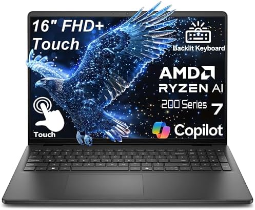 Dell 16" Touchscreen Laptop 2026, AMD Ryzen 7 170, 16GB DDR5, 256GB SSD by Dell