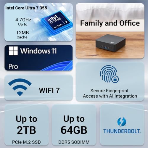 msi Cubi NUC AI+ Intel Core Ultra 7 355 Business Mini Desktop, 32GB + 512GB - Image 2