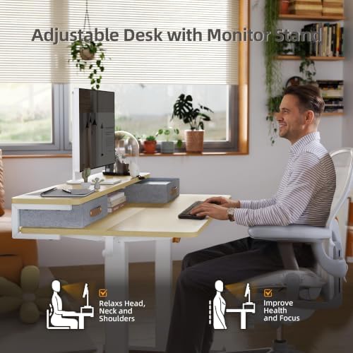 Seang Electric Standing Desk with 2 Drawers, 55 Inch, Natural - Image 6
