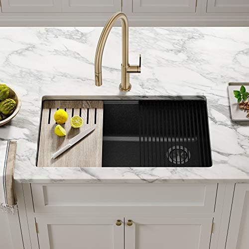 KRAUS Metallic Black 32 in Undermount Granite Kitchen Sink KGUW2-33MBL - Image 2
