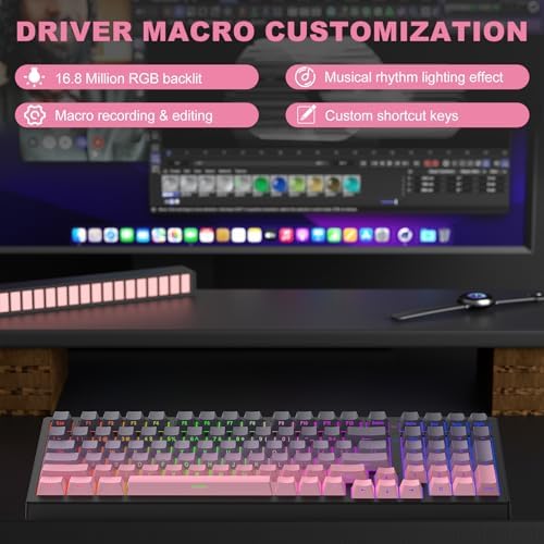X98 PRO Wireless Mechanical Keyboard,Hot Swappable Custom Keyboard with Number Pad,Linear Switches,Tri-Mode BT5.0/2.4GHz/USB-C,RGB Backlit Computer Gaming Keyboards for Win/Mac/PC - Image 5