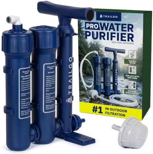 Pro Portable Water Filter for Camping - Water Purifier Survival by TRAILGO