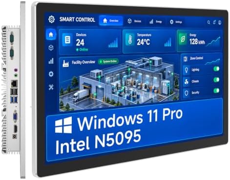 N15L6 All-in-One Industrial Panel PC, 15.6" FHD Touchscreen Computer, Windows 11 Pro, Intel N5095, 8+128GB, Fanless HMI PC, IP65 Front Panel, Dual RS232 for Machine Control & Factory Automation by Arrvel