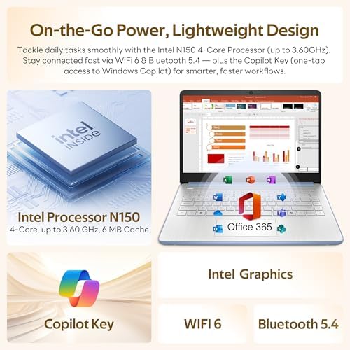 HP Stream 14" HD Student&Business Laptop with AI Copilot, Intel Processor N150, 4GB RAM, 1.12TB Storage (128GB UFS + 1TB Docking Station), 1 Year Office 365, 720p Webcam, Win 11, Sky Blue - Image 5