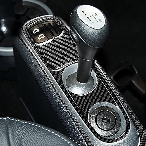 Real Black Carbon Fiber Car Center Console Gear Shifter Panel Decoration Sticker Set Compatible with Benz Smart Fortwo 2011 2012 2013 2014 2015 Auto Interior Accessories 4pcs-Type C - Image 4