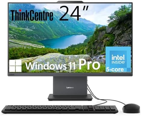 Lenovo ThinkCentre All-in-One Desktop Computer, 24" FHD IPS Display, 5-core Intel U300 Processor, 64GB DDR5, 1TB SSD, Wi-Fi 6, USB-C, HDMI in&Out, Wired KB&Mouse, Windows 11 Pro by LENOVO
