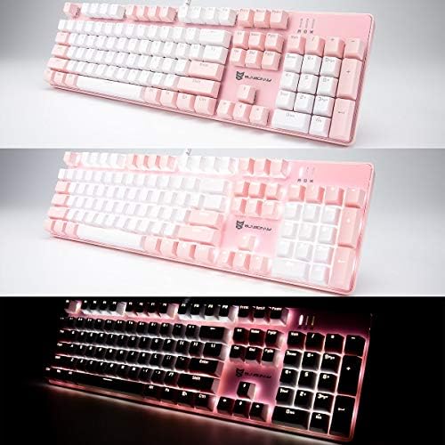 Merdia 104 Keys Full Size Mechanical Keyboard | Brown Switch, Pink & White Color 104 Keys US Layout Led Backlit Hot Swappable Wired Mechanical Light Up Pink Keyboard | Wired Gaming Computer Keyboards - Image 5