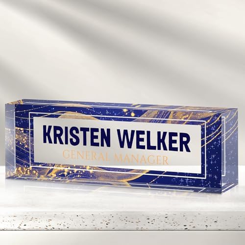 Custom Office Name Plate for Desk - Desk Name Plate Personalized Gifts for Coworkers, Boss, Employees, Teacher, Nurse - Office Desk Decor for Women Men - Employee Appreciation Gifts (Blue Marble) by Cryphart-CustomGiftExpert