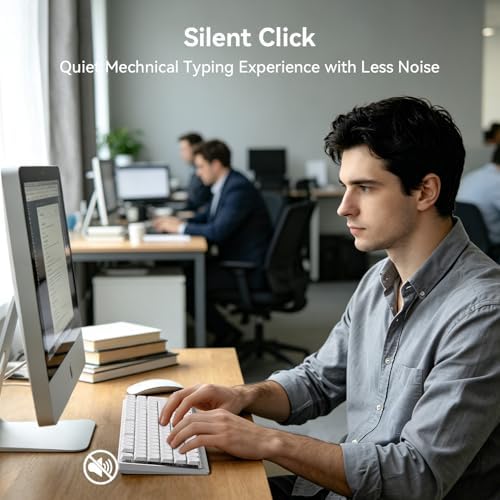 AUSDOM Wireless Mechanical Silent Office Keyboard, Low-Profile Linear Switches, Tri-Mode BT/2.4G/USB-C Computer Keyboard with Number Pad, Hot Swappable Illuminated Performance Keyboard - Image 2