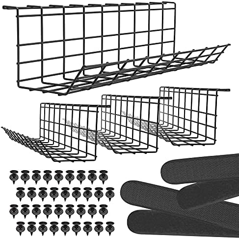 Scanfield Under Desk Cable Organizer Wire Tray, Set of 4x17 inch, Black by ScandinavianHubCableTrays