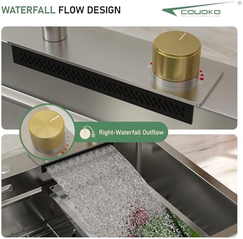 33x22 Drop In Workstation Waterfall Kitchen Sink with Accessories - Image 4