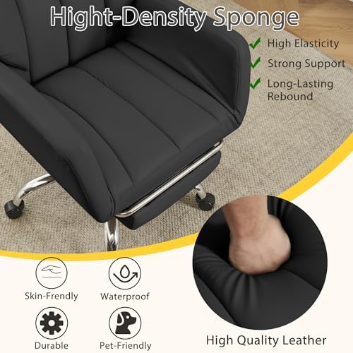 JOMEED Cross Legged Office Chair with Footrest,Flip Armrest,Black - Image 5