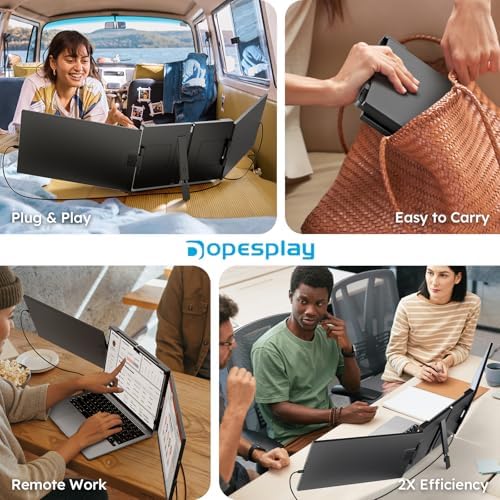 Dopesplay 15.6" Screen Extender for Laptop, FHD 1080P IPS Portable Monitor for Laptops, Triple Dual Laptop Extended Monitor Compatible with Windows, Mac, Android, Chrome 13-17 Inch Laptops - Image 6
