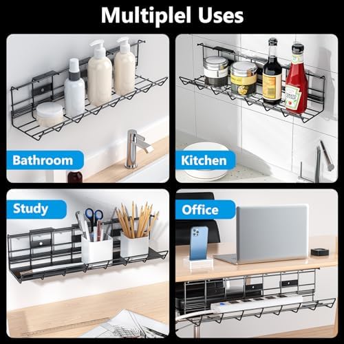 2 Pack DELAMU Under Desk Cable Management Tray, Metal Cord Cable Organizer for Desk, Easy Install Pre-drilled Wire Management Wire Organizer for Office & Home - Image 6