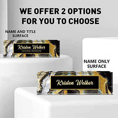 Personalized Name Plate, Custom Office Decor - Acrylic Desk Accessory, Office Gifts for Employees (Black Coast) - Image 2
