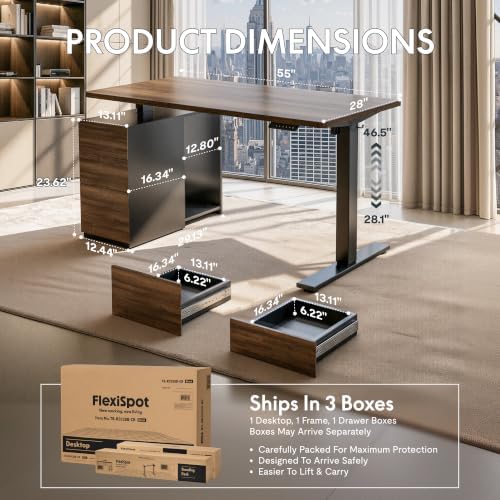 FLEXISPOT EN2 55"x28" Standing Desk Bundle with Storage Cabinet - Image 4