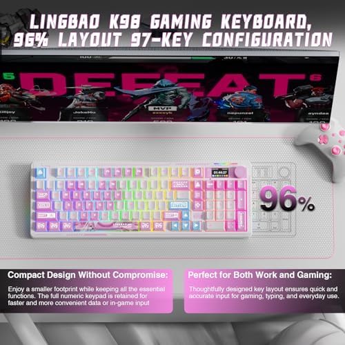 LINGBAO K98 PRO Anime Mechanical Wireless Gaming Keyboard with Screen Knob - Image 5