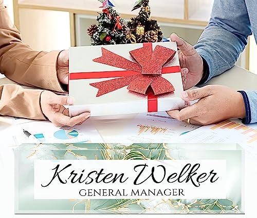 Name Plate for Desk, Desk Name Plate Personalized, Office Decor for Women Men, Acrylic Desktop Accessories, Office Appreciation Gifts for Boss Social Workers Nurse Teacher Employee (Green/Gold) - Image 5