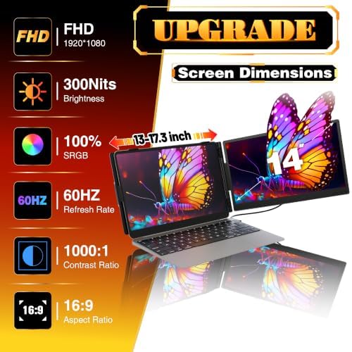 14.2" Laptop Screen Extender, FHD 1080P IPS Portable Laptop Monitor - Image 2