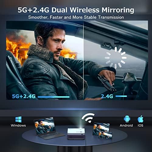 FUDONI Native 1080P WiFi Bluetooth Projector, Built-in Speaker, Portable - Image 3