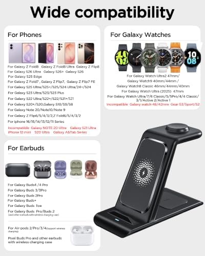 Wireless Charging Station for Samsung Galaxy Watch 9/8/7/6/5/4/3,S26 Ultra - Image 2