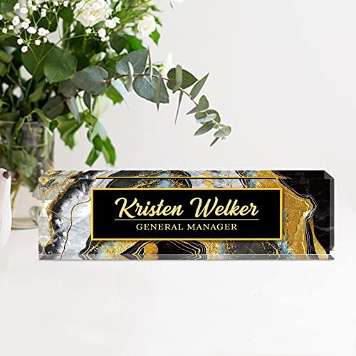 Personalized Name Plate, Custom Office Decor - Acrylic Desk Accessory, Office Gifts for Employees (Black Coast) - Image 4
