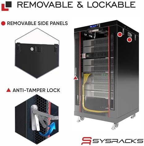 Home Lab Server Rack Cabinet 19" 18U – Premium Series 24" Deep Network Rack Enclosure with Glass Door, Quiet Cooling Fans & Thermostat, PDU, Shelf, Lockable Cabinet for NAS & Home Network - Image 5