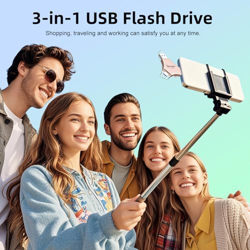 MFi Certified USB 3.0 Flash Drive 128GB for iPhone 3in1 External Memory Photo Keeper Storage Stick for Picture/Video/Data Saver/Backup High Speed Thumb/Jump/Hard Drives for iPad/Android/PC (Rose Pink) - Image 5