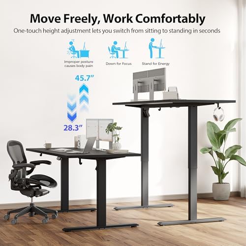 Agilestic 48 * 28 Inch Height Adjustable Electric Standing Desk, Black - Image 4
