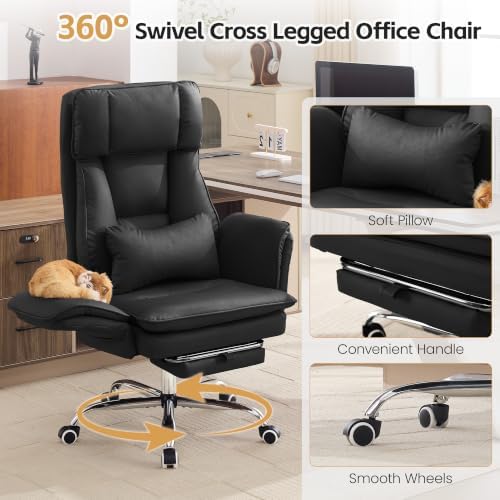 HUBSON Big and Tall Office Chair, Footrest & Flip Armrest for Pets, Black - Image 6