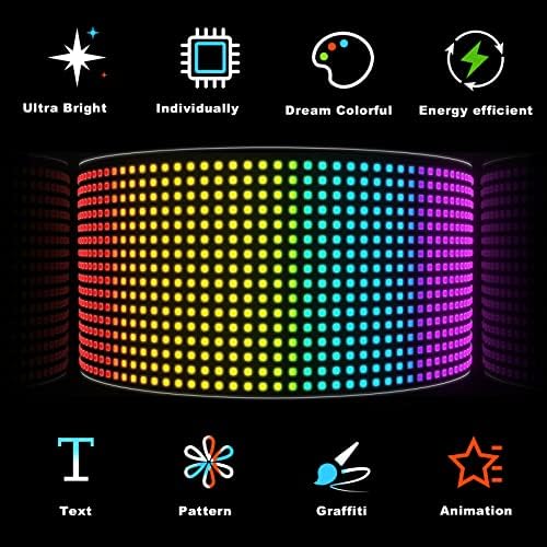 RAYHOME Scrolling Bright Advertising LED Signs, Flexible USB 5V LED Car Sign Bluetooth App Control Custom Text Pattern Animation Programmable Display for Store Car Bar Hotel (15''x4'') - Image 2