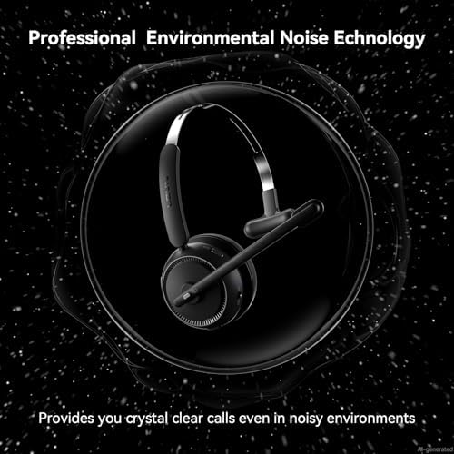 LEVN Wireless Headset5.2 for CallCenter,BluetoothHeadphones with Mic for Work(Noise Cancelling|65HWoktime&Mute Button|Wireless Headset for WorkfromHome/Office/PC/Laptop(Upgraded:USB-C Adapter Included - Image 2
