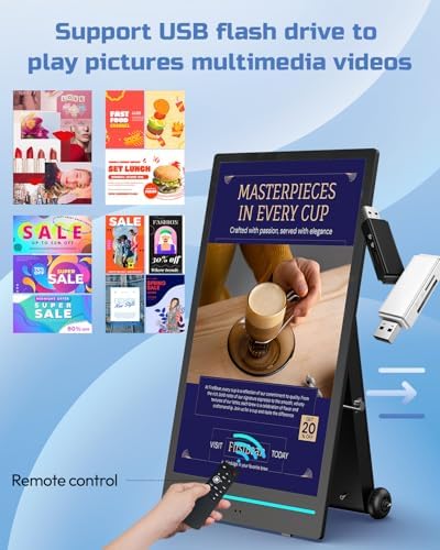 55" Outdoor Digital Signage Display, 2K 2000 Nits IP65 Commercial Totem, Rechargeable Digital LCD Advertising Kiosks, Auto Brightness Adjustment, Impact Resistant Screen for Restaurant/Store - Image 6