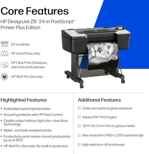 Z9+ Postscript Graphics Printer - 24-inch, for Fine Art Graphics & Secure Large Format Printing - (W3Z71D) - New Model - Image 6