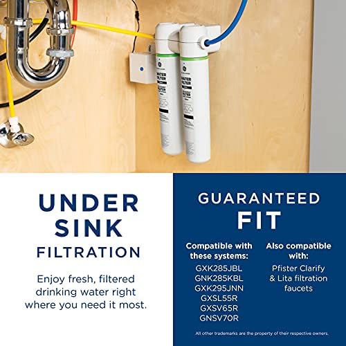 GE Under Sink Water Filter Replacement, Dual Flow, Reduces Sediment, Rust & Other Impurities from Water, Fits GXK255TBN Under Sink Filtration System, Replace Every 6 Months,FQK2J,2 Filters (Pack of 3) - Image 3