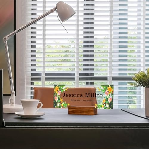 Personalized Acrylic Desk Name Plate with Walnut Wood Base - Image 2