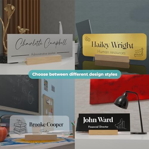 EGD Acrylic Desk Name Plate Personalized I Cute Office Decor I Office Desk Accessories with Various Material Options I Personalized Name Plate with Font Options (10 x 3.5 Inch) (1. Acrylic) - Image 4